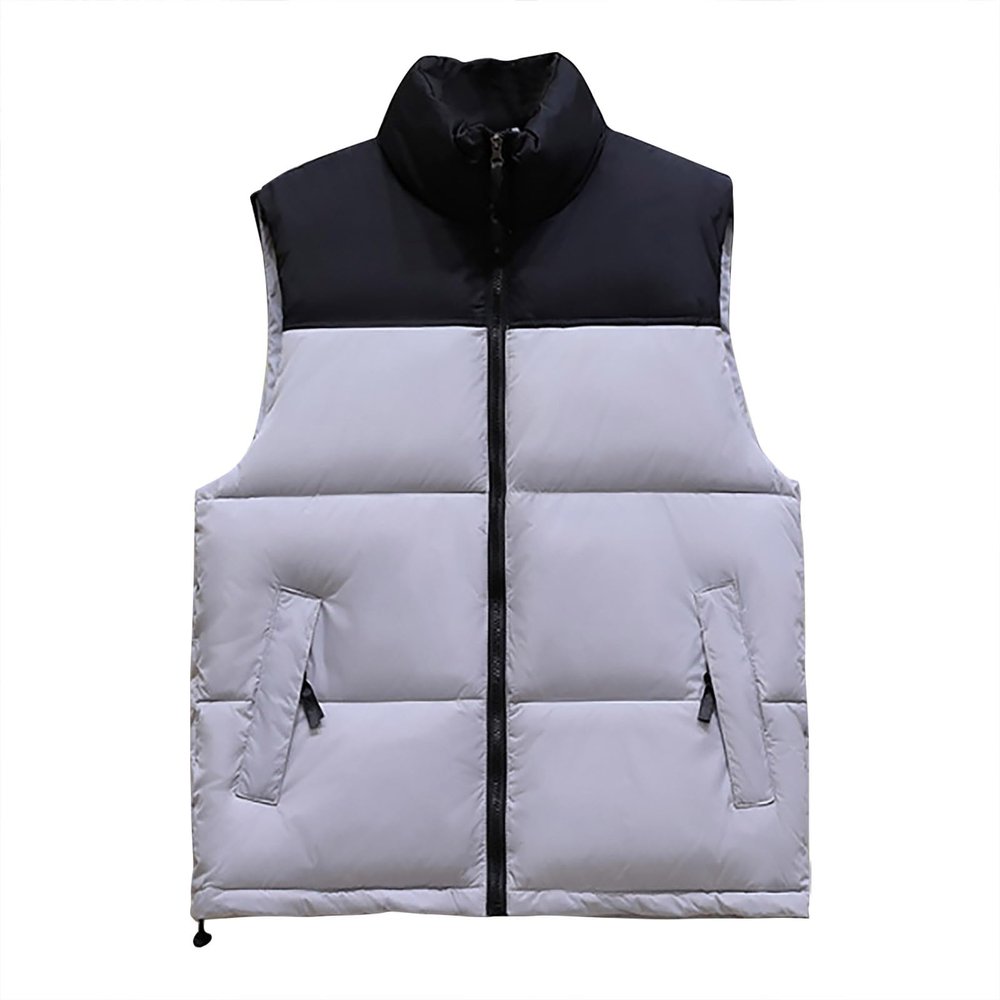 NATHGAM Women's Puffer Vest Casual Stand Collar Quilted Waistcoat Outdoor Padded Ski Vest Solid Color Full Zip Vest Jackets