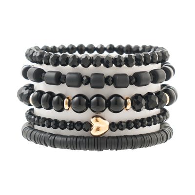 RISHEGAE Crystal Heishi Beaded Bracelet for Women Stackable Bracelet Layering Friendship Summer Stretch Bracelets for Women