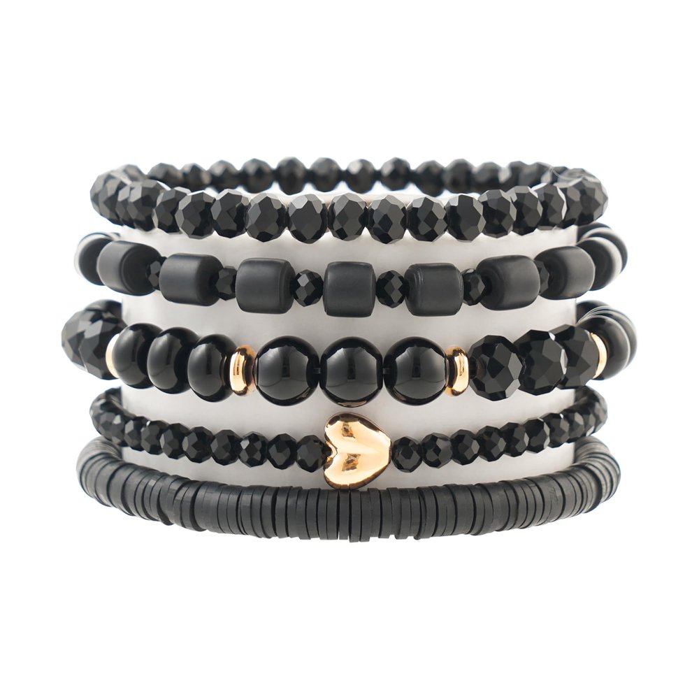 RISHEGAE Crystal Heishi Beaded Bracelet for Women Stackable Bracelet Layering Friendship Summer Stretch Bracelets for Women