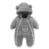 YEAHDOR Infant Baby Fleece Jumpsuit Snowsuit Unisex Cute Bear Hooded Bodysuit Winter Warm Romper Outfit Button Grey 3-6 Months view 1