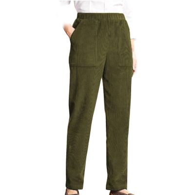 Corduroy Pants for Women Vintage Elastic High Waist Straight Wide Leg Pants Fall Winter Casual Work Trousers 2023 Trendy