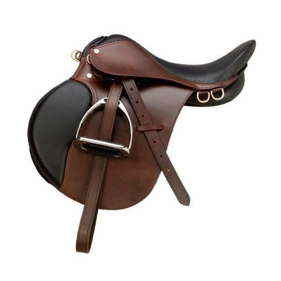 All Purpose Premium Leather Jumping English Riding Horse Saddle Tack Set Seat Size 12"-18" Close Contactk ST-ES-020 (15" Seat)