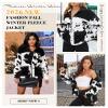 EARKOHA Womens 2026 Winter Coat Cow Print Fashion Zip Up Faux Fur Sherpa Jacket Warm Fleece Oversized Outwear with Pockets Black XL view 3