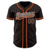 Custom Name Team Name Number Black Orange Pinstripe Black-White Authentic Women Baseball Jersey, Personalized Customized Button Down Baseball Team Shirts. view 1