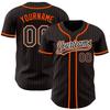 Custom Name Team Name Number Black Orange Pinstripe Black-White Authentic Women Baseball Jersey, Personalized Customized Button Down Baseball Team Shirts. view 2