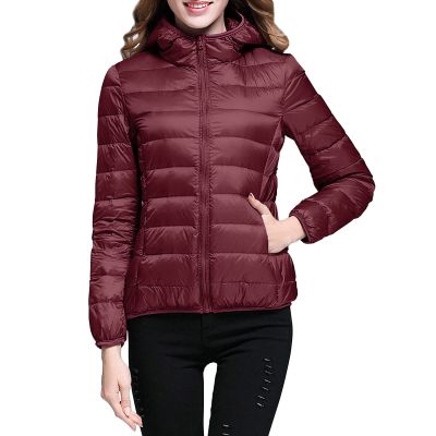 ZYXTIM Womens Winter Quilted Jackets Long Sleeve Full Zip Puffer Jacket Coats with Pockets Wine