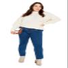 Avenue Women's Plus Size Beata Asymmetrical Button Knit Sweater Ivory view 1