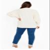 Avenue Women's Plus Size Beata Asymmetrical Button Knit Sweater Ivory view 4