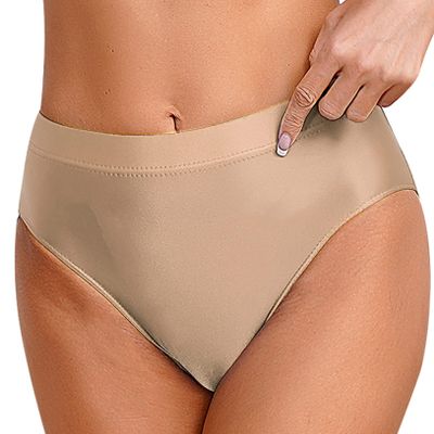 Freebily Womens Satin Panties Glossy Smooth Briefs High Waist Performance Ballet Dance Booty Shorts Coffee Medium