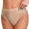 Freebily Womens Satin Panties Glossy Smooth Briefs High Waist Performance Ballet Dance Booty Shorts Coffee Medium view 1