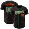 Custom Name Team Name Number Black Orange Pinstripe Kelly Green-White Authentic Women Baseball Jersey, Personalized Customized Button Down Baseball Team Shirts. view 2