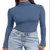 Trendy Queen Women's Turtleneck Long Sleeve Shirts Spring Fashion BasicThermal Underwear Tops Winter Clothes 2026 Haze Blue M view 1