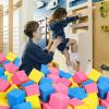 TAYUQEE Foam Pit Cubes - 36 PCS 5 Inches Gymnastics Foam Blocks Trampoline Blocks, Multi-Sport Protective Padding for Gymnastics, Trampoline, Parkour, Skate Parks & BMX- Pink & Yellow & Dark Blue view 3