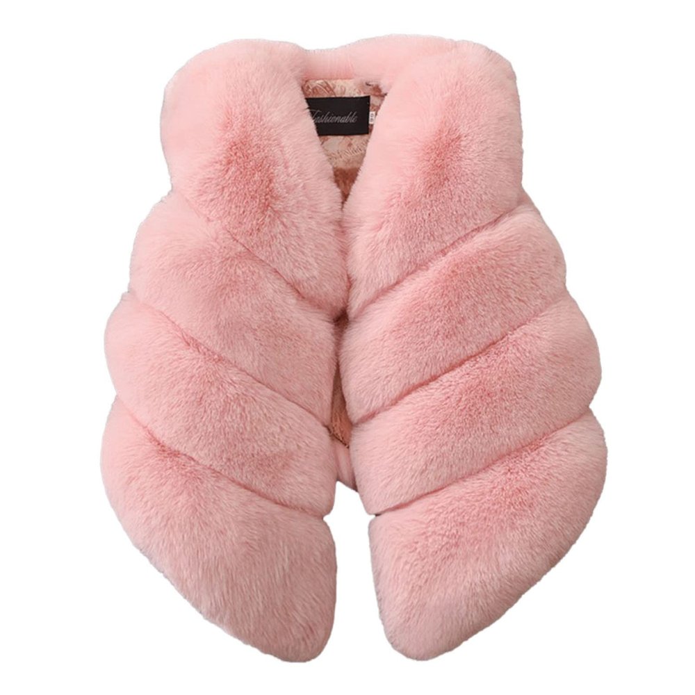 Toddler Girl Faux Vest Coat Winter Warm Baby Kids Furry Vest Jacket Cute Thick Soft Puffy Outerwear (Pink-3, 2-3 Years)