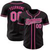 Custom Name Team Name Number Black Pink Pinstripe Pink-White Authentic Women Baseball Jersey, Personalized Customized Button Down Baseball Team Shirts. view 2