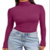 Trendy Queen Women's Turtleneck Long Sleeve Shirts Spring Fashion BasicThermal Underwear Tops Winter Clothes 2026 Fuchsia L view 1