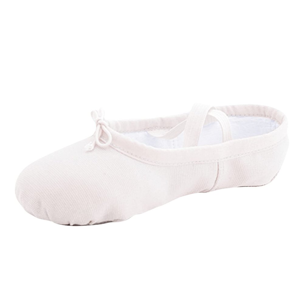 Toddler Ballet Shoes, Soft Leather Ballet Slippers, Ethnic No-Tie Ballet Shoes Dance Yoga Shoes (White-B, 10 Toddler)