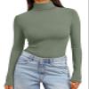 Trendy Queen Women's Turtleneck Long Sleeve Shirts Spring Fashion BasicThermal Underwear Tops Winter Clothes 2026 Light Green M view 1