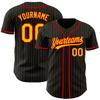 Custom Name Team Name Number Black Gold Pinstripe Gold-Red Authentic Women Baseball Jersey, Personalized Customized Button Down Baseball Team Shirts. view 2