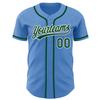 Custom Name Team Name Number Powder Blue Green-White Authentic Women Baseball Jersey, Personalized Customized Button Down Baseball Team Shirts. view 1