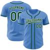 Custom Name Team Name Number Powder Blue Green-White Authentic Women Baseball Jersey, Personalized Customized Button Down Baseball Team Shirts. view 2