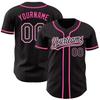 Custom Name Team Name Number Black Pink Pinstripe Black-White Authentic Women Baseball Jersey, Personalized Customized Button Down Baseball Team Shirts. view 2