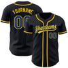 Custom Name Team Name Number Black Royal Pinstripe Royal-Yellow Authentic Women Baseball Jersey, Personalized Customized Button Down Baseball Team Shirts. view 2
