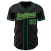 Custom Name Team Name Number Black Old Gold Pinstripe Kelly Green Authentic Women Baseball Jersey, Personalized Customized Button Down Baseball Team Shirts. view 1