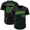 Custom Name Team Name Number Black Old Gold Pinstripe Kelly Green Authentic Women Baseball Jersey, Personalized Customized Button Down Baseball Team Shirts. view 2