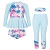 GRACE KARIN Swimsuit for Girls 7-8 Blue Long Sleeve Bathing Suit 4 Piece Rash Guard Bikini Set Swimwear view 1