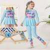 GRACE KARIN Swimsuit for Girls 7-8 Blue Long Sleeve Bathing Suit 4 Piece Rash Guard Bikini Set Swimwear view 3