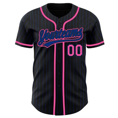 Custom Name Team Name Number Black Royal Pinstripe Pink Authentic Women Baseball Jersey, Personalized Customized Button Down Baseball Team Shirts.