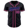 Custom Name Team Name Number Black Royal Pinstripe Pink Authentic Women Baseball Jersey, Personalized Customized Button Down Baseball Team Shirts. view 1