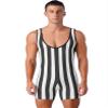 Jugaoge Mens Striped Wrestling Singlet Boxer Bodysuit Stretchy Leotard Shapewear Short Jumpsuit Black Small view 1