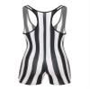 Jugaoge Mens Striped Wrestling Singlet Boxer Bodysuit Stretchy Leotard Shapewear Short Jumpsuit Black Small view 4