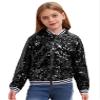 ranrann Sequin Jacket Girls Sparkle Long Sleeve Bomber Jacket Zip Up Coat Outwear with Ribbed Cuffs Black 8 Years view 1