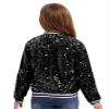 ranrann Sequin Jacket Girls Sparkle Long Sleeve Bomber Jacket Zip Up Coat Outwear with Ribbed Cuffs Black 8 Years view 2