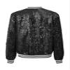 ranrann Sequin Jacket Girls Sparkle Long Sleeve Bomber Jacket Zip Up Coat Outwear with Ribbed Cuffs Black 8 Years view 4