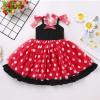 ABEWIP Baby Girls Sleeveless Tulle Dress Polka Dots Ruffle Princess Toddler Layered Tutu Dress with Hair Bow Polka Dots Red 18-24 Months view 3