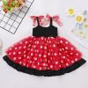 ABEWIP Baby Girls Sleeveless Tulle Dress Polka Dots Ruffle Princess Toddler Layered Tutu Dress with Hair Bow Polka Dots Red 18-24 Months view 4