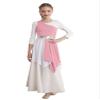 Linjinx Kids Girls Sleeveless Praise Lyrical Dance Dress Metallic Color Block Liturgical Worship Costume Tunic Dancewear Light Pink 12 Years view 1