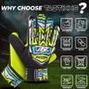 TACTIXXS Soccer Goalkeeper Gloves for Kids Boys Children Youth, Funky Football Goalie Gloves Anti Slip 4mm Latex Palm with Strong Grip (Yellow Fluroscent, Size 4 Suitable for 6-9 Years) view 4