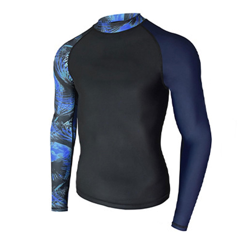 Dressnu Men's Outdoor Surfing Suit Snorkeling Suit Swimsuit Long Sleeve Sun Protection Swimwear Black Navy Blue top M