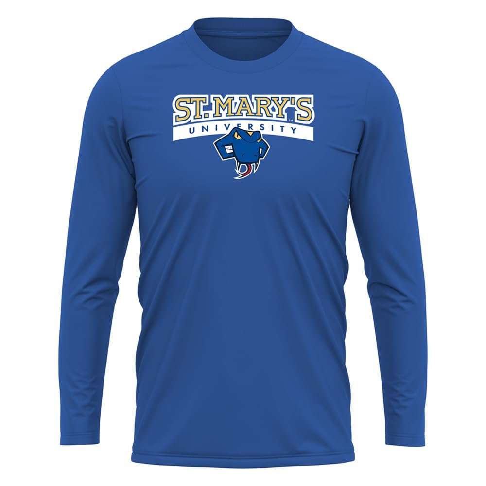 Campus Lab St. Mary's University Adult Men's Sport Long Sleeve Shirt Primary Logo, Royal, Medium