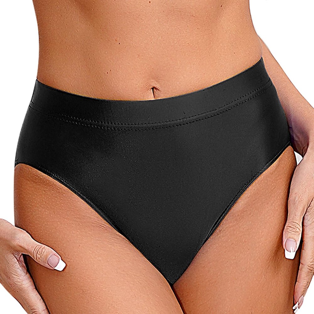 Agoky Womens Silk Panties High Cut Ballet Dance Underwear Shorts Glossy Dance Performance Briefs Black Medium
