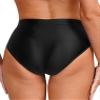 Agoky Womens Silk Panties High Cut Ballet Dance Underwear Shorts Glossy Dance Performance Briefs Black Medium view 2