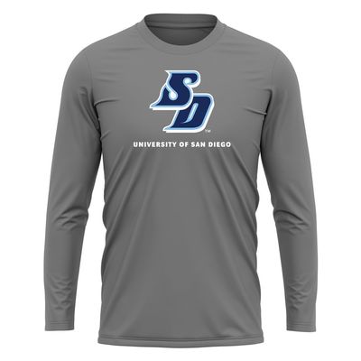 Campus Lab University of San Diego Adult Men's Sport Long Sleeve Shirt Primary Logo, Charcoal, Small