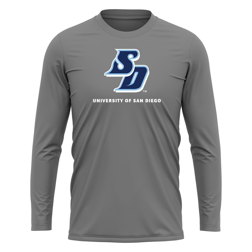 Campus Lab University of San Diego Adult Men's Sport Long Sleeve Shirt Primary Logo, Charcoal, Small