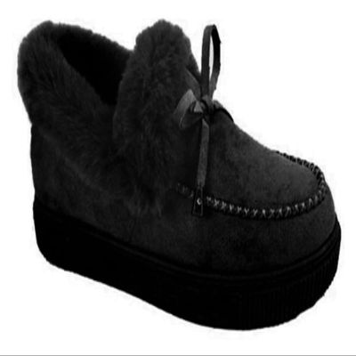 Women's Winter Flat Boots Warm Durable Shoes Fur Lining Ankle Snow Boots Flats Platform Thick Plush Walking Loafer Women's Ankle Boots (Color : Black, Size : 10.5)