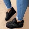 Women's Winter Flat Boots Warm Durable Shoes Fur Lining Ankle Snow Boots Flats Platform Thick Plush Walking Loafer Women's Ankle Boots (Color : Black, Size : 10.5) view 4